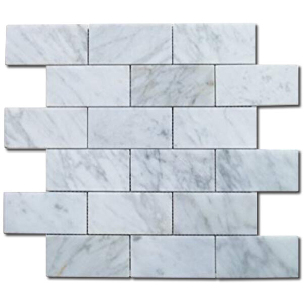 Carrara White Mosaic 2x4 Rectangle Polished Marble 0