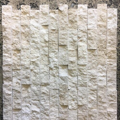 Ivory Travertine 1x2 Split Face Mosaic