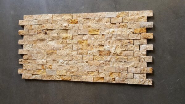 Golden Sienna Mosaia Splift-Face 1x2 Yellow Rectangle Travertine Mosaic 7