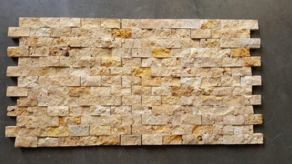 Golden Sienna Mosaia Splift-Face 1x2 Yellow Rectangle Travertine Mosaic 6