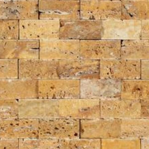 Golden Sienna Mosaia Splift-Face 1x2 Yellow Rectangle Travertine Mosaic 1