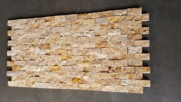 Golden Sienna Mosaia Splift-Face 1x2 Yellow Rectangle Travertine Mosaic 8