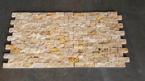 Golden Sienna Mosaia Splift-Face 1x2 Yellow Rectangle Travertine Mosaic 9