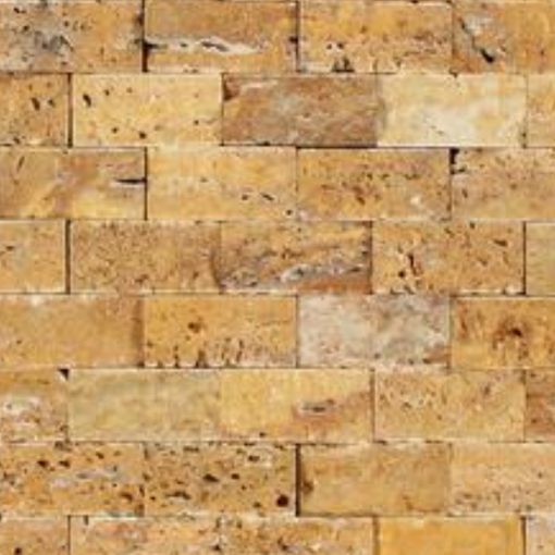 Golden Sienna Mosaia Splift-Face 1x2 Yellow Rectangle Travertine Mosaic 3