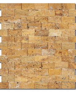 Golden Sienna Mosaia Splift-Face 1x2 Yellow Rectangle Travertine Mosaic 4