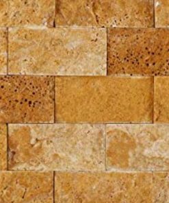 Golden Sienna Mosaic Splift-Face 2x4 Yellow Rectangle Travertine 3