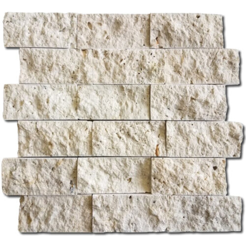 Ivory Travertine 2x4 Tumbled Mosaic 0