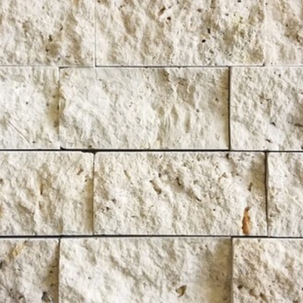 Ivory Travertine 2x4 Tumbled Mosaic 1