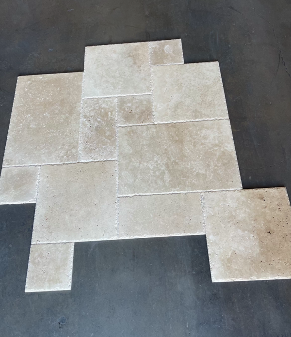 Ivory Versailles Travertine Pattern Brushed/Chiseled Tile