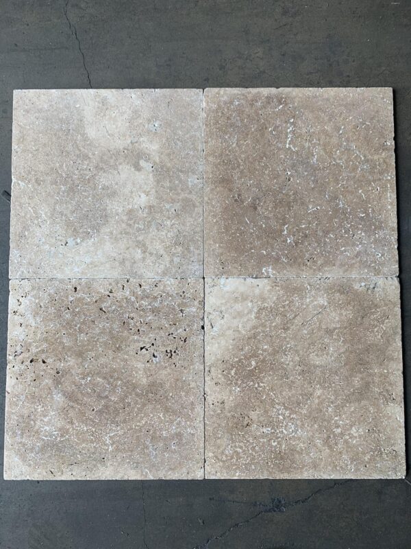 Noce Travertine 18x18 Brown Tumbled Tile