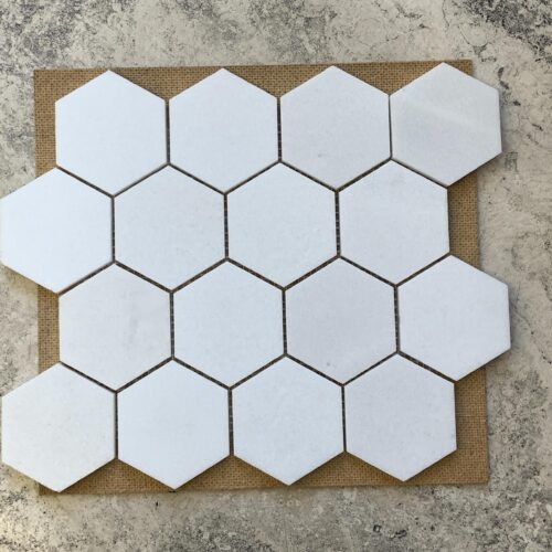 Thassos White Hexagon Mosaic 3 inches Polished Marble