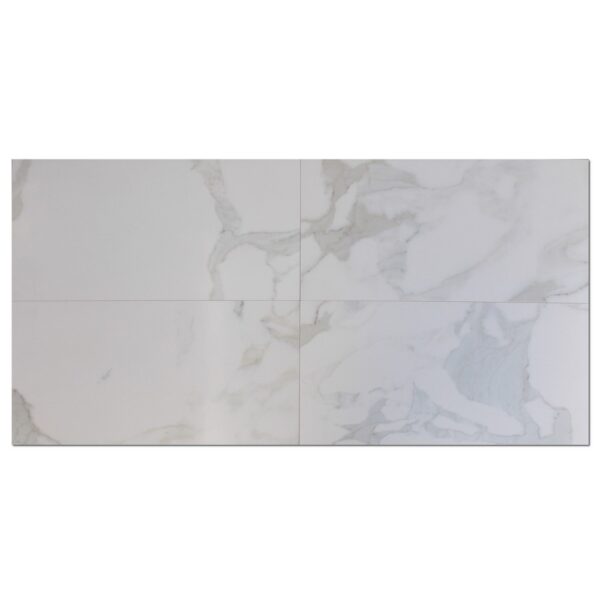 Calacatta 12x24 White Satin Porcelain Tile 2