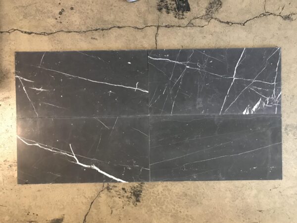 Nero Marquina 12x24 Black Rectangle Honed Marble Tile 1