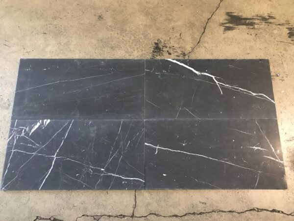 Nero Marquina 12x24 Black Rectangle Honed Marble Tile 4