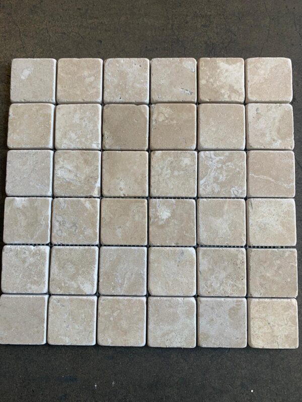 Durango 2x2 Beige Tumbled Travertine Mosaic