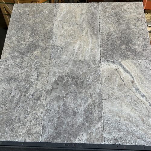 Silver 16x24 Tumbled Travertine Tile 0