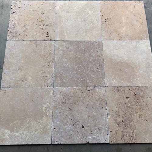 Noce Travertine 16x16 Brown Tumbled Tile 0