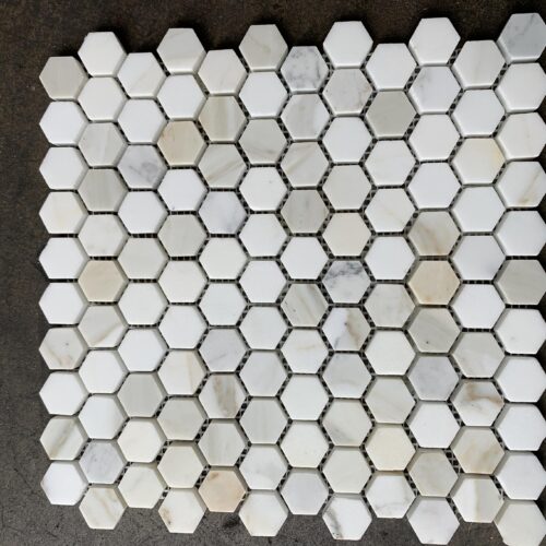 Calacatta Gold Hexagon 1" Honed Marble Mosaic