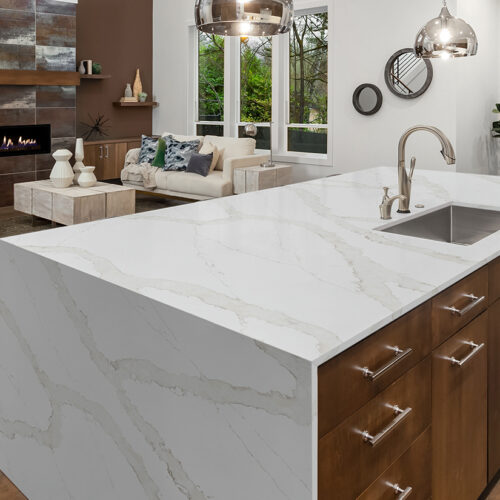 Calacatta Goa 108x42 White Polished Quartz Prefab 0