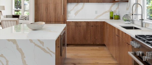 Calacatta Leon Gold 112X26 Polished Quartz Prefab 1