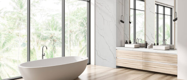 Calacatta Laza 108x42 White Polished Quartz Prefab 3