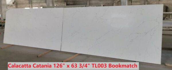 Quartz Stone Slabs Calacatta Cantania 126x63 3/4 White Slab 2