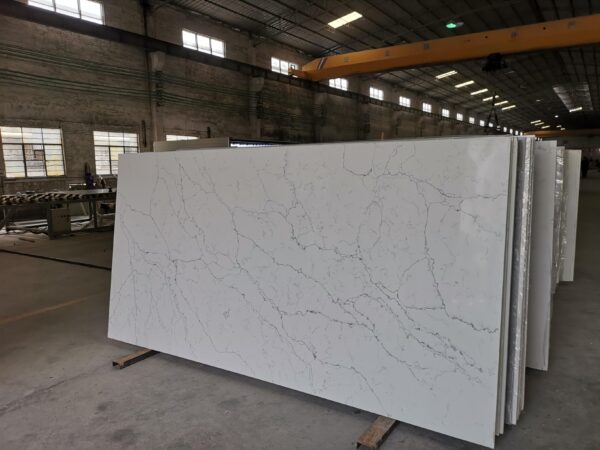Quartz Stone Slabs Calacatta Cantania 126x63 3/4 White Slab 5