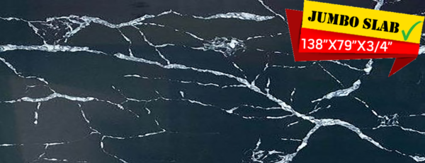 Quartz Stone Slabs Calacatta Noir 138x79 White Slab 0