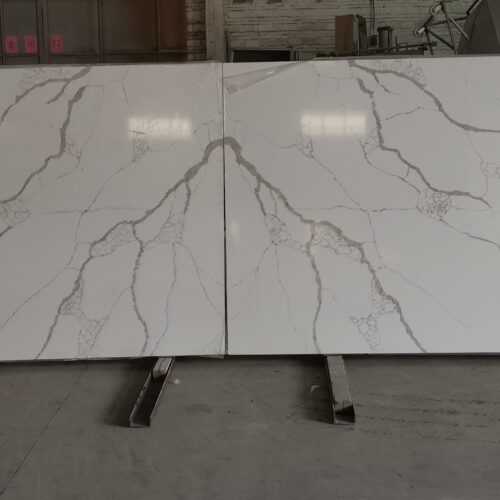 Quartz Stone Slabs Calacatta Barra 126x63 3/4 White Slab 0