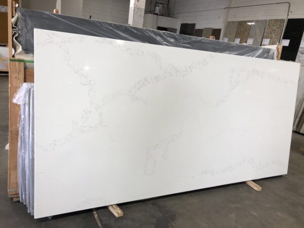 Quartz Stone Slabs Calacatta Storm 110x36 White Slab 1