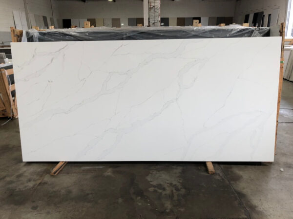 Quartz Stone Slabs Calacatta Rain 110x36 White Slab 1