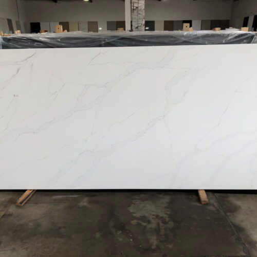 Quartz Stone Slabs Calacatta Rain 110x36 White Slab 0