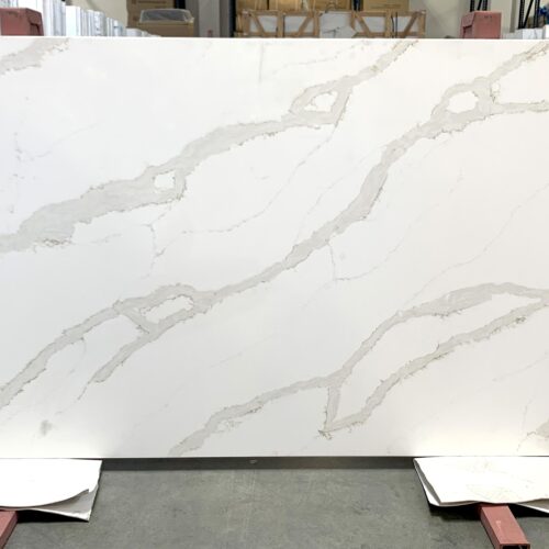 Quartz Stone Slabs Calacutta Luxe 110x36 White Slab 0