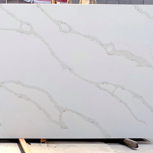 Quartz Stone Slabs Calacutta Luxe 126x63 3/4 White Slab 0