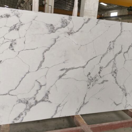 Quartz Stone Slabs Calacatta Waves 110x36 White Slab