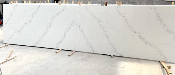 Quartz Stone Slabs Calacatta Linen 110x42 White Slab 2