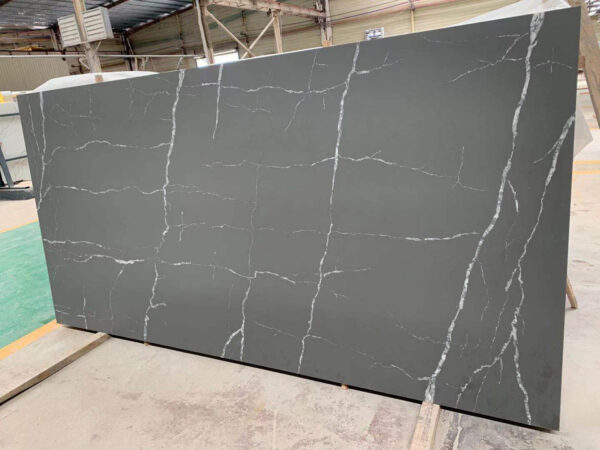 Quartz Stone Slabs Calacatta Ash 126x63 3/4 Gray Leathered Slab 0