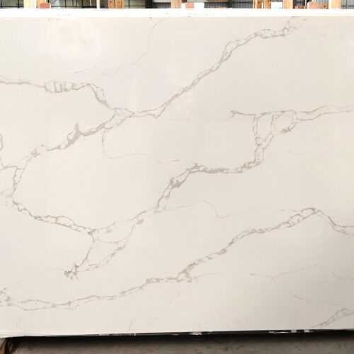 Quartz Stone Slabs Calacatta Biscotti 110x26 White Slab 0