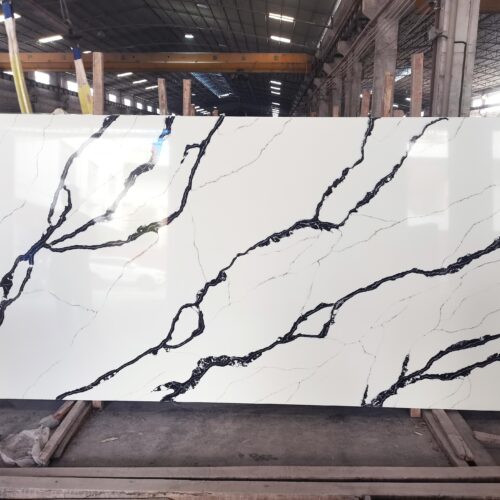 Quartz Stone Slabs Calacatta Plazo 110x26 White Slab 0