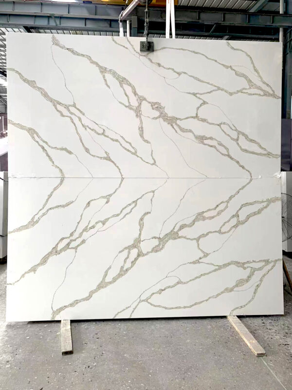 Quartz Stone Slabs Dolce Vita 110x26 White Slab 1