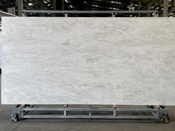 Quartz Stone Slabs Evangeline 110x26 White Slab 0